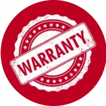 a red and white stamp with text
